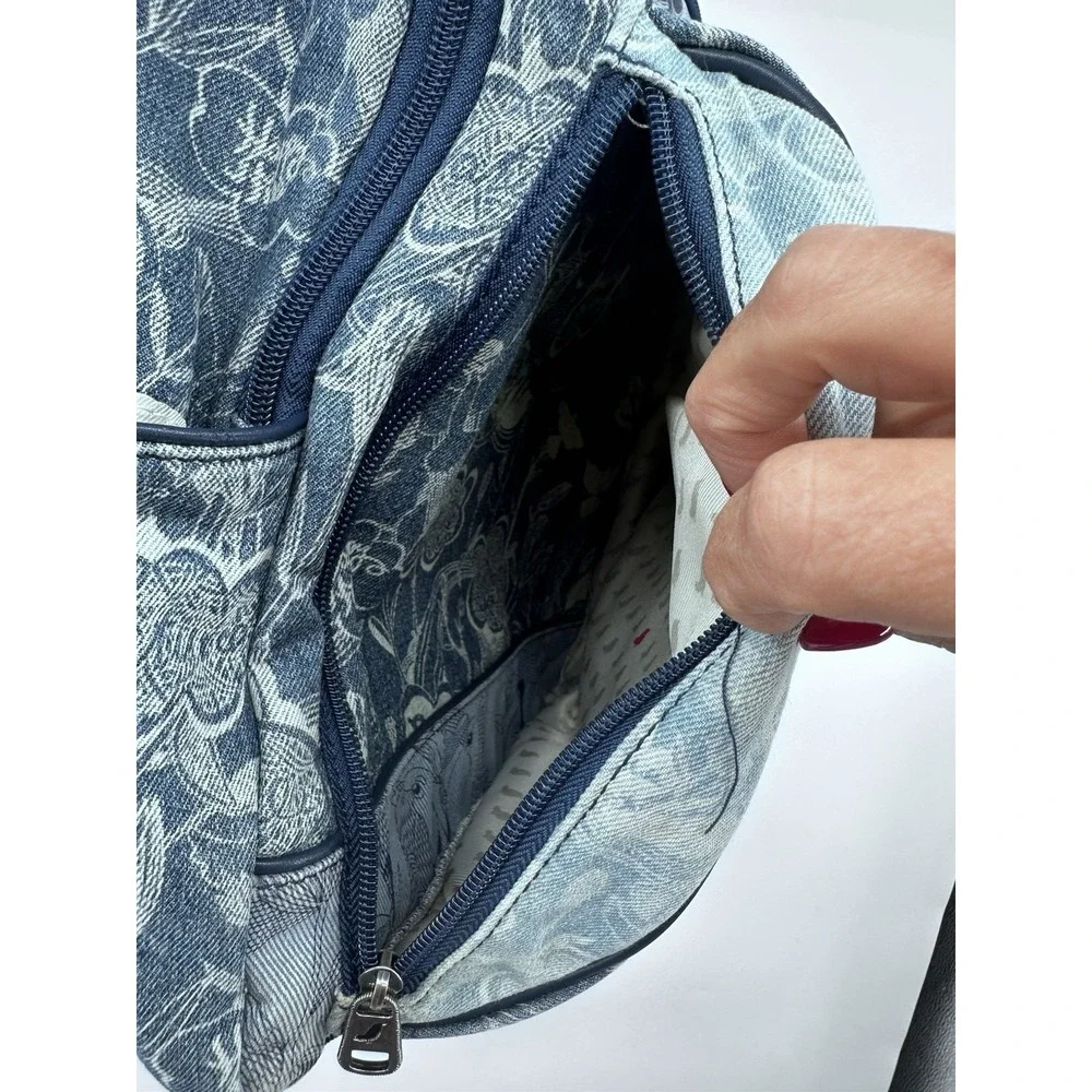 Sakroots Denim Color Block Women's Peace Backpack Multi Pocket Adj Strap Floral